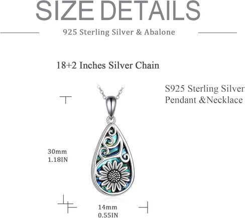 POPLYKE 925 Sterling Silver Sunlower Earrings Teardrop Abalone Jewelry Set For Women in Kuwait