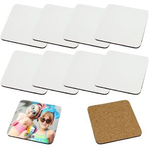 MR.R 10 Pieces Sublimation Blanks Square Cup MDF Coasters, Raw Wood Back Hardboard Sublimation Coasters Blanks,Absorbent Heat Transfer Cup Coasters for Drinks, Party Supplies Coasters and DIY Craft