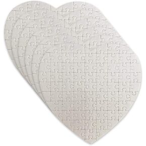 MR.R 6 Sets Sublimation Blanks Heart Puzzle,White Jigsaw Blank Puzzle for Sublimation Heat Transfer Press, 7.87''X7.87'',83 pieces per set