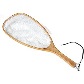 Fly Fishing Landing Trout Net Catch Release Net - Handmade Wooden Frame Soft Rubber Mesh burls Wood Grain Holder