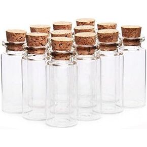 10ml Clear Small Mini Glass Wide Mouth Bottle Jars Message Bottles Wish Bottles with Cork Stoppers Pack of 10Pcs