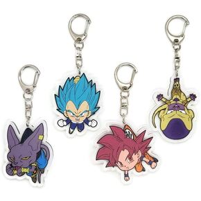 Inc. - Set of 4 Dragon Acrylic Keychain Super Saiyan Blue Vegeta, Super Saiyan God Son Goku, Golden Frieza, Beerus
