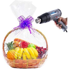 أكياس التغليف المنكمش بالحرارة من Packpal لسلال الهدايا مقاس 16 × 24 بوصة، 20 كيسًا من أكياس الهدايا الشفافة لتغليف سلال الأب بالسيلوفان، وتغليف هدايا النبيذ الصغيرة، وصواني البسكويت، والقرطاسية