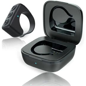 Smart Remote Control Ring for TikTok, Page Turner for Kindle App, Bluetooth Control Music Player Video Recording, Scrolling Ring for TIK Tok, iPhone, iPad, iOS, Android - Black (Black)