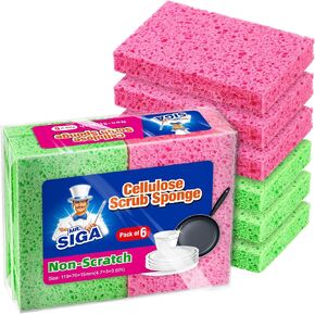 MR.SIGA Scrub Sponges, Non-Scratch Sponges for Dishes, Kitchen Sponge Dish Scrubber, 12 Pack