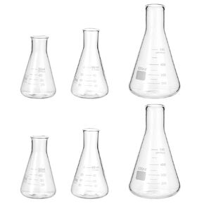 PATIKIL Erlenmeyer Flask, 3 Pcs 50ml 150ml 250ml Narrow Mouth Graduated Flasks Borosilicate Glass with Printed Graduation for Lab Experiment Chemistry Science Study