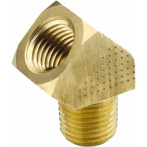 Parker Hannifin 2214P-2-2 Brass 45 Degree Extruded Elbow Pipe Fitting, 1/8" Female Thread x 1/8" Male Thread