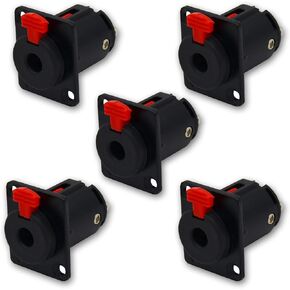 5 Pack Black 1/4 inch jack,1/4-inch Electric Guitar Input Jack,Mono/Stereo Metal Female Panel Mount Socket With Locking