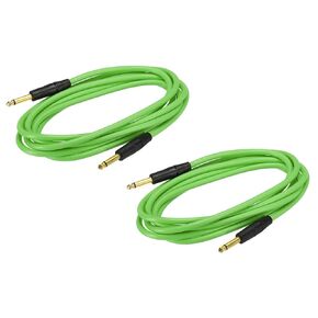 MECCANIXITY Guitar Instrument Cable 9.84 Feet 1/4 Inch to 1/4 Inch TRS Straight to Straight Angle Electric Bass Cable Cord for Guitar Bass Green 2 Pack