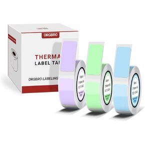 X1 Label Maker Tape, Genuine Thermal Label Print Paper 0.47"×1.57"(12×40mm), Standard Laminated Office Labeling Tape Replacement, 160 Tapes/Roll, 3-Roll, Green/Purple/Blue
