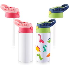12 oz Kids Sublimation Tumbler, 2 Pack Sublimation Sippy Cup Blank Stainless Steel Sublimation Blank Water Bottles, Double Wall Insulated Kids Tumbler for Travel,DIY Gift