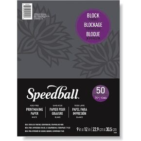 Speedball Printmaster Paper, 9"x12", 50-Sheets, 70lb, 104gsm for Block and Relief Printmaking, Ideal for Students and Everyday Use
