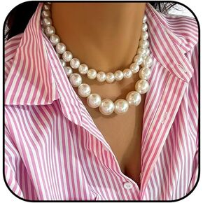 Dainty Pearl Choker Necklace for Women Layered White Faux Pearl Strand Necklace,Elegant Tiny Barque Pearl Necklaces Wedding Prom Bridal Jewelry Gift
