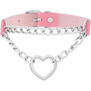 Sacina Heart Choker, Heart PU Leather Choker Necklace, Goth Choker, Gothic Necklace, Punk Necklace, Valentine Gift, Christmas Jewelry Gift for Women