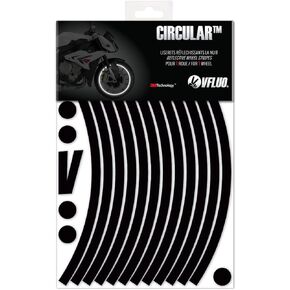 VFLUO - Motorcycle Reflective Wheel Stripes kit, 1 Wheel Rim Stickers Pack, 3M Technology™ - High lateral Visibility, Discreet and Design, Easy Installation