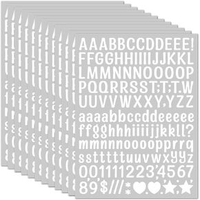 15 Sheet Small Letter Stickers - 1/2 Inch White Vinyl Self Adhesive Alphabet Number Stickers Stick On Letters for Arts Crafts Outdoor Sign Wall Mailbox Windows Doors Car Poster Board