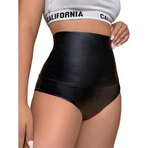 Milumia Women's PU Leather High Waisted Yoga Workout Legging Booty Biker Shorts Black X-Large