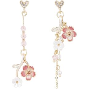 Blossom Flower Dangle Earrings Asymmetrical Flower Tassel Earrings Spring Flower Earrings Ear Stud for Girls Women