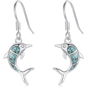 Ocean Earrings 925 Sterling Silver Turquoise Sea Animal Dangle Drop Earrings Beach Themed Jewelry Gifts for Women Girls