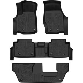 KMF Floor Mats for 2021-2023 Jeep Grand Cherokee L Accessories Summit 4X4 (7 Seat Only), 3D TPE Floor Liners All Weather Protection, 1st and 2nd Row Full Set Car Floor Mats,Black
