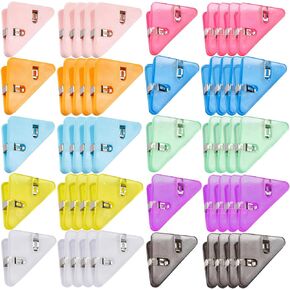 50 Pcs Triangular Transparent File Corner Clip Transparent Paper Corner Clips Plastic Cute Books Triangle Binder Clips for Office Staff Student Teacher Prevent Books Curling (Multicolor)