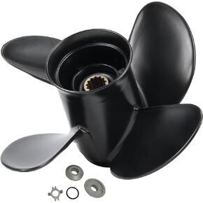 48-8M8026635 10.1 X 14 Pitch 4 Blade RH 13 Spline Tooth Outboard Boat Propeller Replacement for Mercury 40-60HP Aluminum Prop with Hub Kit