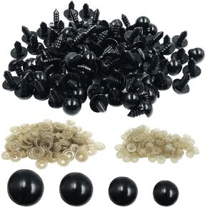 findTop 1000 Pieces Black Plastic Safety Eyes with Washers for Stuffed Animal Eyes DIY Craft Projects (4 Sizes)