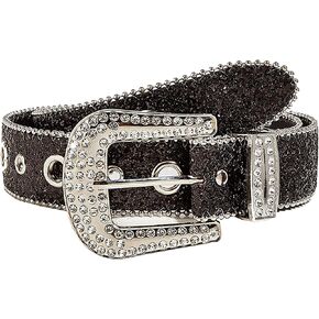 Rhinestone Belt for Women Men - Sequin Diamond Western Cowgirl Belts - Bling Studded Belts for Jeans Pants
