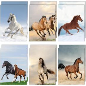 Horse Decorative File Folder Set Horse 2-Pocket Folder Set 6 Designs Laminated Folder for Teachers Students School Office Supplies Animal Pocket Homework Folders Bulk for Kids 12 Count 8.6in x 11.8in