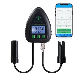 5-in-1 WiFi pH Monitor, Water Quality Tester, pH/S.G/TDS/Salt/Temperature 24/7 Online Hydroponic Monitoring WiFi Tester with Data Logging and Alarm for Aquarium Fish Pond Saltwater Pool