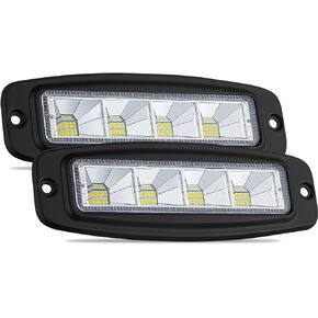 Flush Mount LED Pods, 2Pcs 7 Inch 144W Flood Bumper Driving Light Backup Reverse Light Grill Mount Light for Truck 4X 4 Off Road ATV SUV UTV 4W