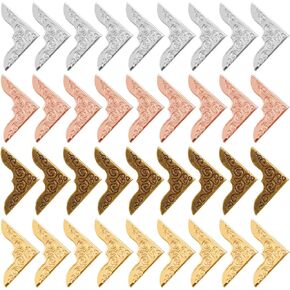 Jeffdad 80 Pcs Book Corner Protector, Vintage Metal Iron Corner Cover, Triangle Carved Antique Book Scrapbooking Albums Notebook Corner Protector in Saudi Arabia