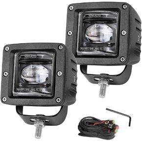 OFFROADTOWN Fog Lights 3'' SAE Yellow LED Pods DOT Approved Driving lights Cut-off Beam Amber Square LED Cubes Work Light for Truck Pickup SUV Car Motorcycle