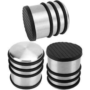 ZOENHOU 3 PCS 2.88 x 3.2 Inch Heavy Duty Door Stopper, 2.38 Lb No Drill Premium Stainless Steel Round Door Stops with Anti-Skid Silicone Treads, for Door Stopping