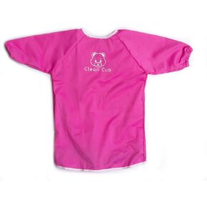 Baby Led Weaning BLW Long Sleeve Apron Bib with Suction Cups for Infant and Toddlers (Pink, 12+)