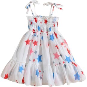 Toddler Baby Girl 4th of July Outfit Stars Lace Tulle Tutu Dress Independence Day Sleeveless Princess Dresses