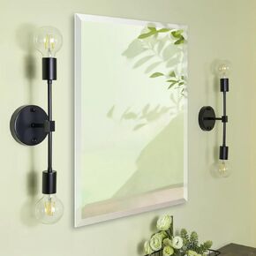 Beveled Edge Mirror 20x28 Inch Frameless Rectangle Bathroom Wall Mirror Explosion Proof and Shatterproof Bathroom Vanity Mirror Wall Mounted Hang Firmly (Horizontal or Vertical)