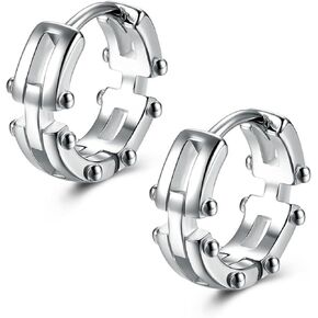 Stainless Steel Hoop Earrings Vintage Tribal Curb Chain Earrings Hypoallergenic Cartilage Hoops Earrings for men women ER79