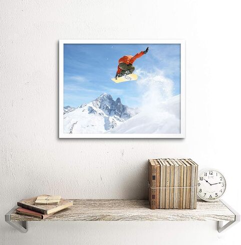 Wee Blue Coo Photograph Sport Motion Shot Snowboard Jump Air Unframed Wall Art Print Poster Home Decor Premium in Kuwait