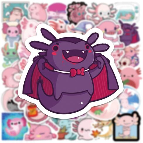 200 قطعة من ملصقات Kawaii Axolotl لزجاجات المياه، ملصقات لطيفة مقاومة للماء لألواح التزلج والكمبيوتر المحمول والدراجة والقارورة المائية، هدية للبالغين (#1) in Kuwait