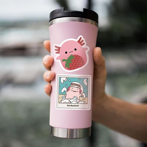 200 قطعة من ملصقات Kawaii Axolotl لزجاجات المياه، ملصقات لطيفة مقاومة للماء لألواح التزلج والكمبيوتر المحمول والدراجة والقارورة المائية، هدية للبالغين (#1) in Kuwait