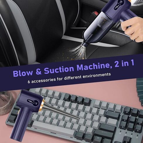 Cordless Vacuum Cleaner with Fast Charging and Multiple Attachments Car Vacuum, 4-in-1 Design, Blue in Saudi Arabia