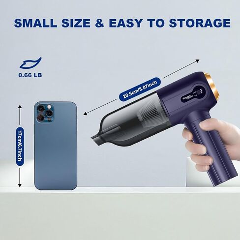 Cordless Vacuum Cleaner with Fast Charging and Multiple Attachments Car Vacuum, 4-in-1 Design, Blue in Saudi Arabia