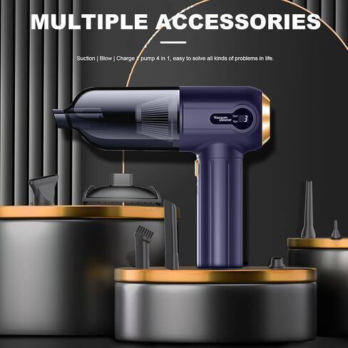 Cordless Vacuum Cleaner with Fast Charging and Multiple Attachments Car Vacuum, 4-in-1 Design, Blue in Saudi Arabia