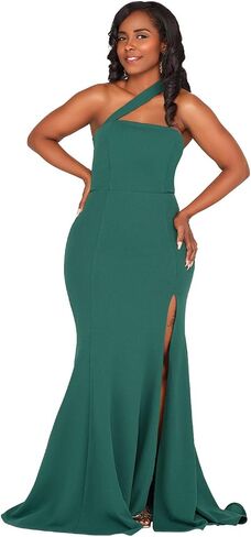 Camilla Dress, Asymmetrical Neck Bridesmaid, Prom, and Bridal Gown with Slit, Long Evening Dress in Sizes S-5XL in Saudi Arabia