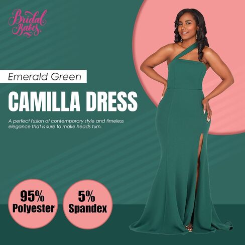 Camilla Dress, Asymmetrical Neck Bridesmaid, Prom, and Bridal Gown with Slit, Long Evening Dress in Sizes S-5XL in Saudi Arabia