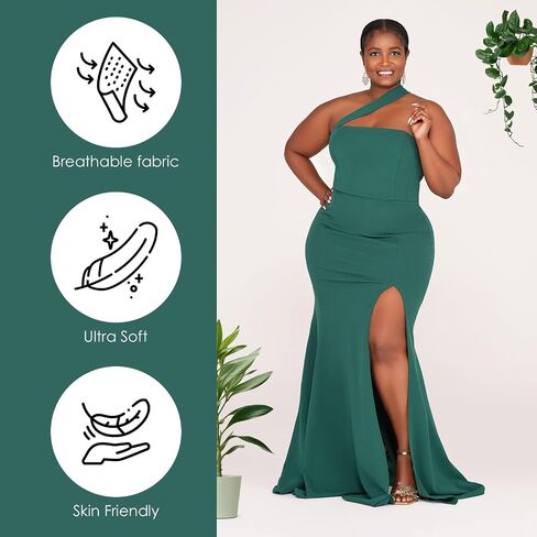 Camilla Dress, Asymmetrical Neck Bridesmaid, Prom, and Bridal Gown with Slit, Long Evening Dress in Sizes S-5XL in Saudi Arabia
