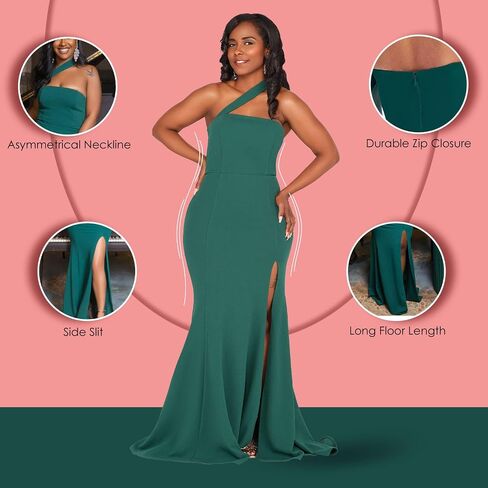 Camilla Dress, Asymmetrical Neck Bridesmaid, Prom, and Bridal Gown with Slit, Long Evening Dress in Sizes S-5XL in Saudi Arabia