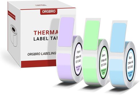 X1 Label Maker Tape, Genuine Thermal Label Print Paper 0.47"×1.57"(12×40mm), Standard Laminated Office Labeling Tape Replacement, 160 Tapes/Roll, 3-Roll, Green/Purple/Blue in Kuwait