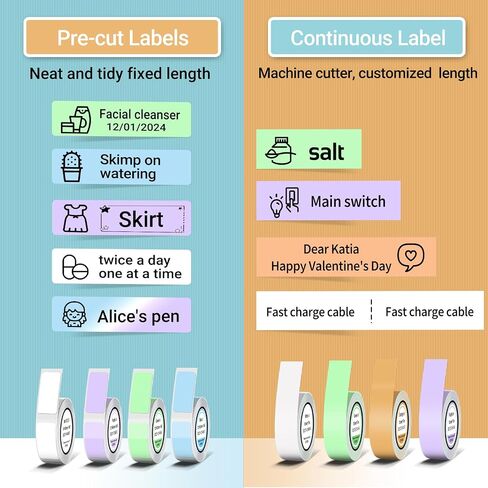 X1 Label Maker Tape, Genuine Thermal Label Print Paper 0.47"×1.57"(12×40mm), Standard Laminated Office Labeling Tape Replacement, 160 Tapes/Roll, 3-Roll, Green/Purple/Blue in Kuwait